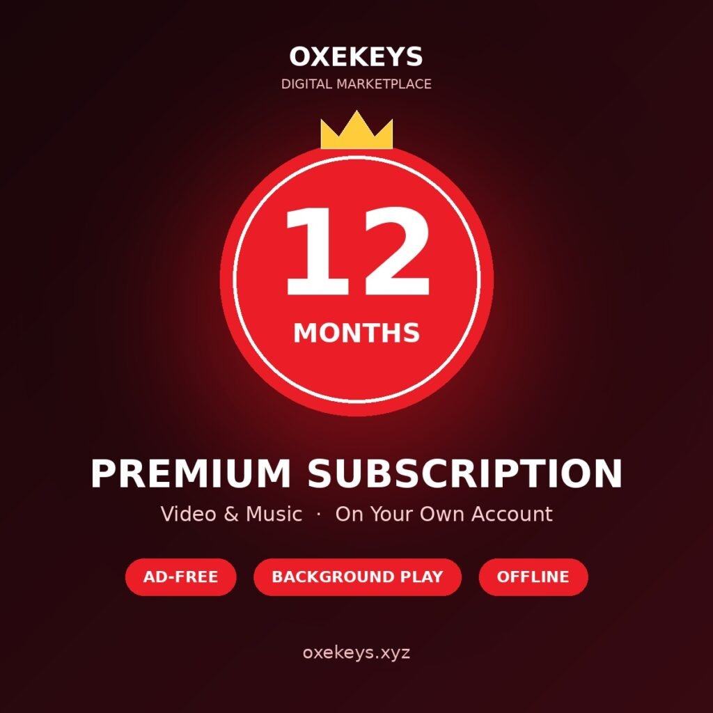 YouTube Premium 12 months subscription on your own Google account - Oxekeys