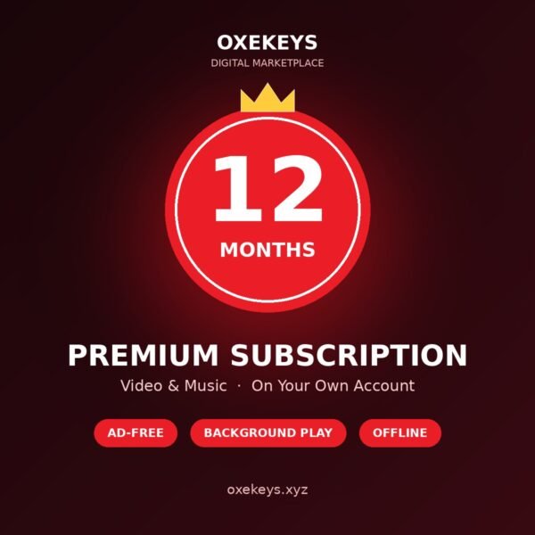 YouTube Premium 12 months subscription on your own Google account - Oxekeys